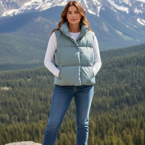 Old Navy Jackets & Blazers - Old Navy Light Gray/blue Puffer Vest
